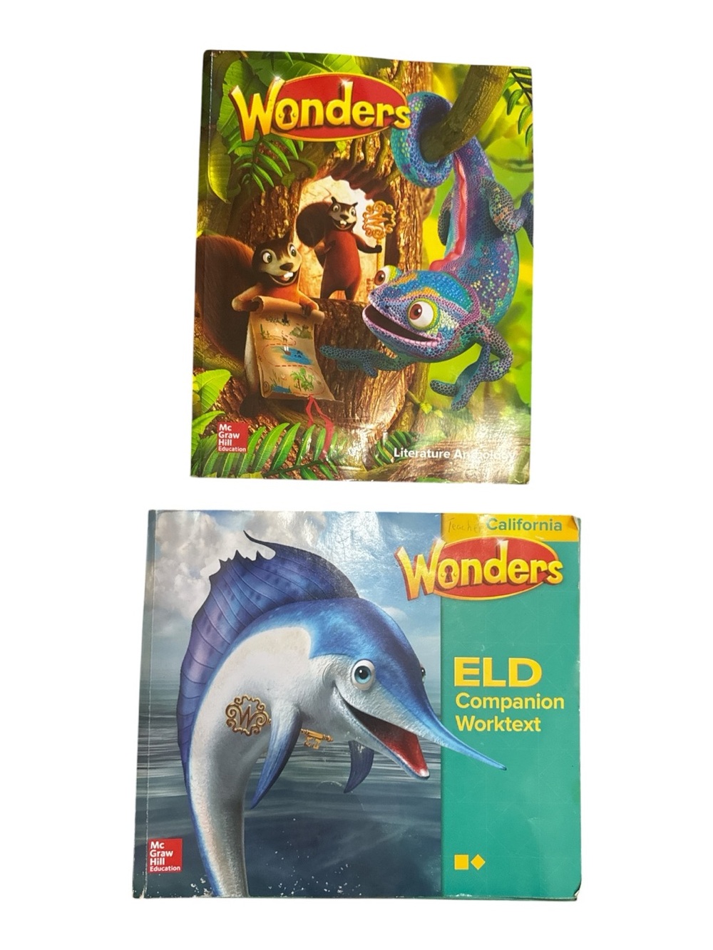 Wonders ELD Language Arts 2nd Grade Workbook and First Grade Literature Book Lot